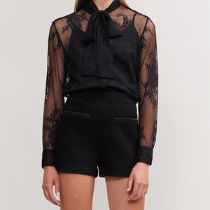 Maje Women's Black Cliclette Lace Blouse